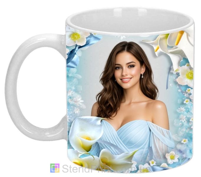 Кружка с фото для девушки с цветами нежный подарок заказать