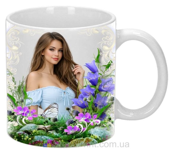 Кружка з фото квітковий пейзаж лісова галявина зі своїм фото замовити