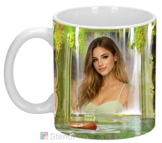 Чашка з фото гірська височина та водоспад, природа — замовити