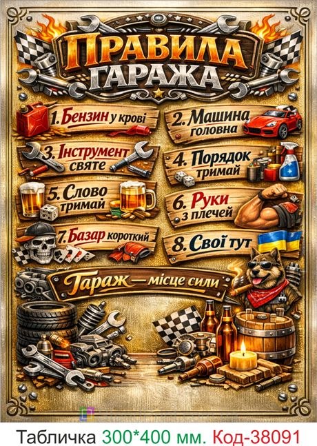 Табличка правила гаража купить декор гараж мужской стиль