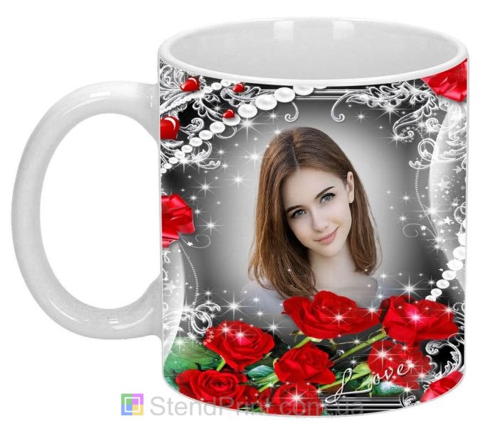 Кружка з фото «Троянди та перли» — витончений подарунок