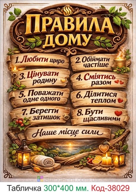 Купити табличку правила дому настінний декор для дому