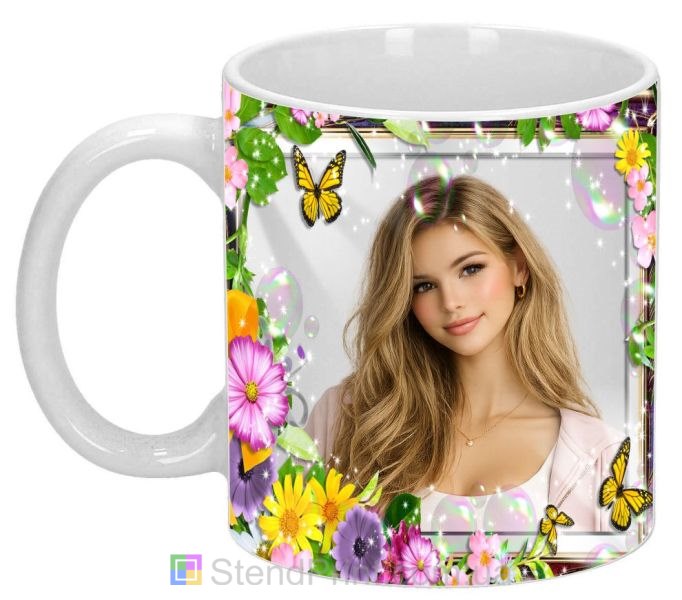 Кружка с фото летние цветы мотыльки со своим фото заказать