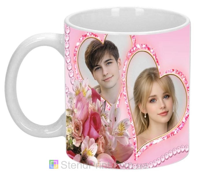 Горнятко з фото для закоханих з серцями подарунок парі замовити онлайн
