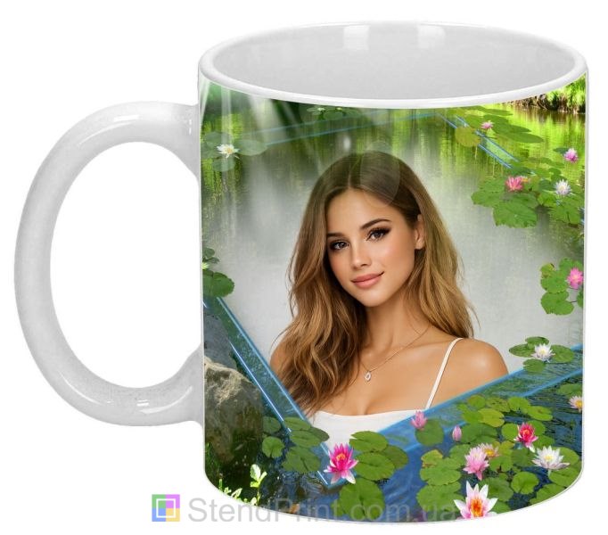 Горнятко з фото природа біля ставка, спокійний пейзаж — замовити