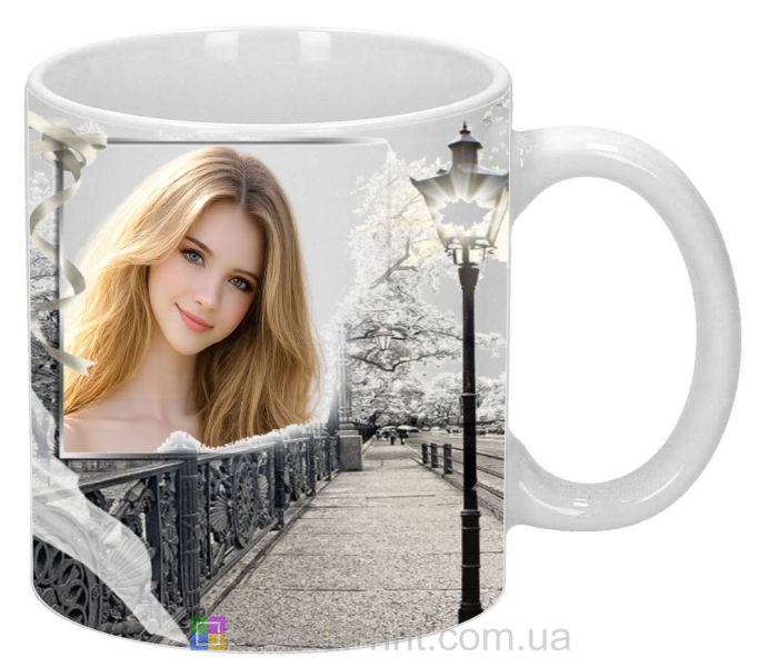 Кружка с фото для девушки романтический городской дизайн подарок заказать