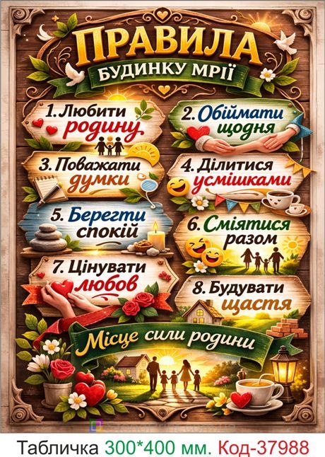 Купити постер правила будинку мрії для дому декор