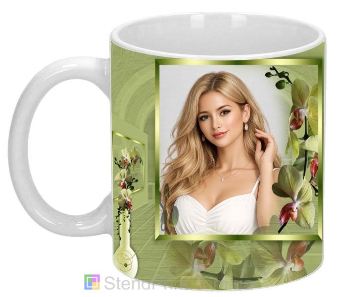 Чашка з фото орхідеї архітектурний фон стильний подарунок замовити