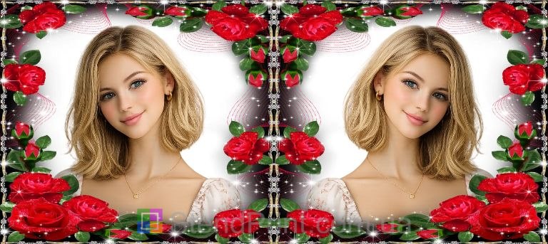 Кружка з фото з червоними трояндами та блиском подарунок коханій на свято