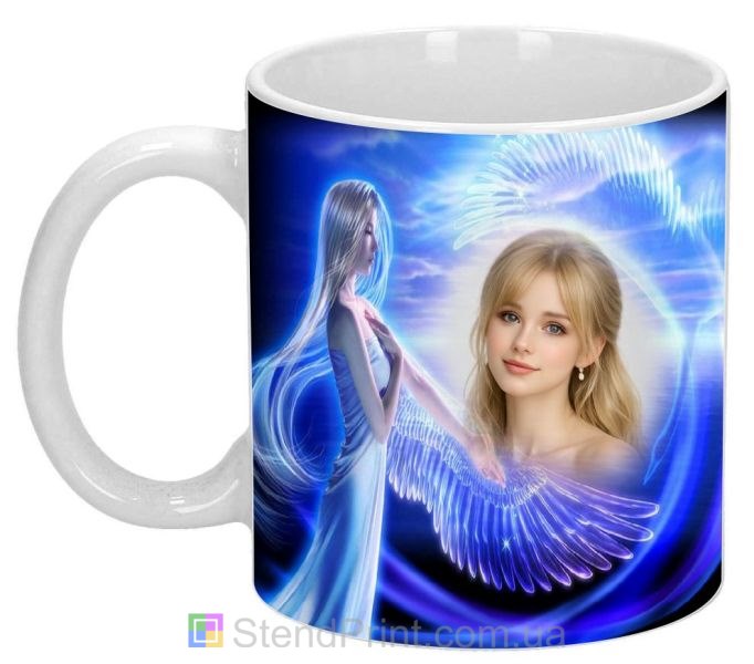 Чашка с фото для девушки с ангелом и крыльями нежный подарок заказать
