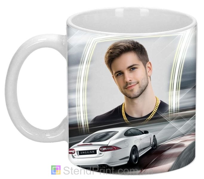 Чашка з фото на подарунок чоловіку з автомобілем Jaguar