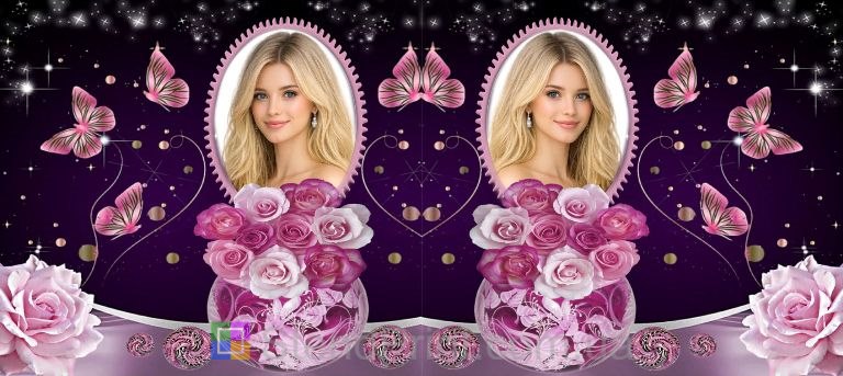 Кружка с фото для девушки с розами и бабочками заказать подарок