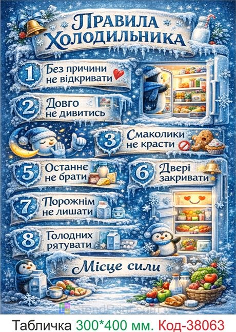 Табличка правила холодильника купить декор кухни