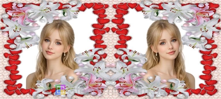 Персональне горнятко з фото для коханої з ліліями та серцями купити подарунок