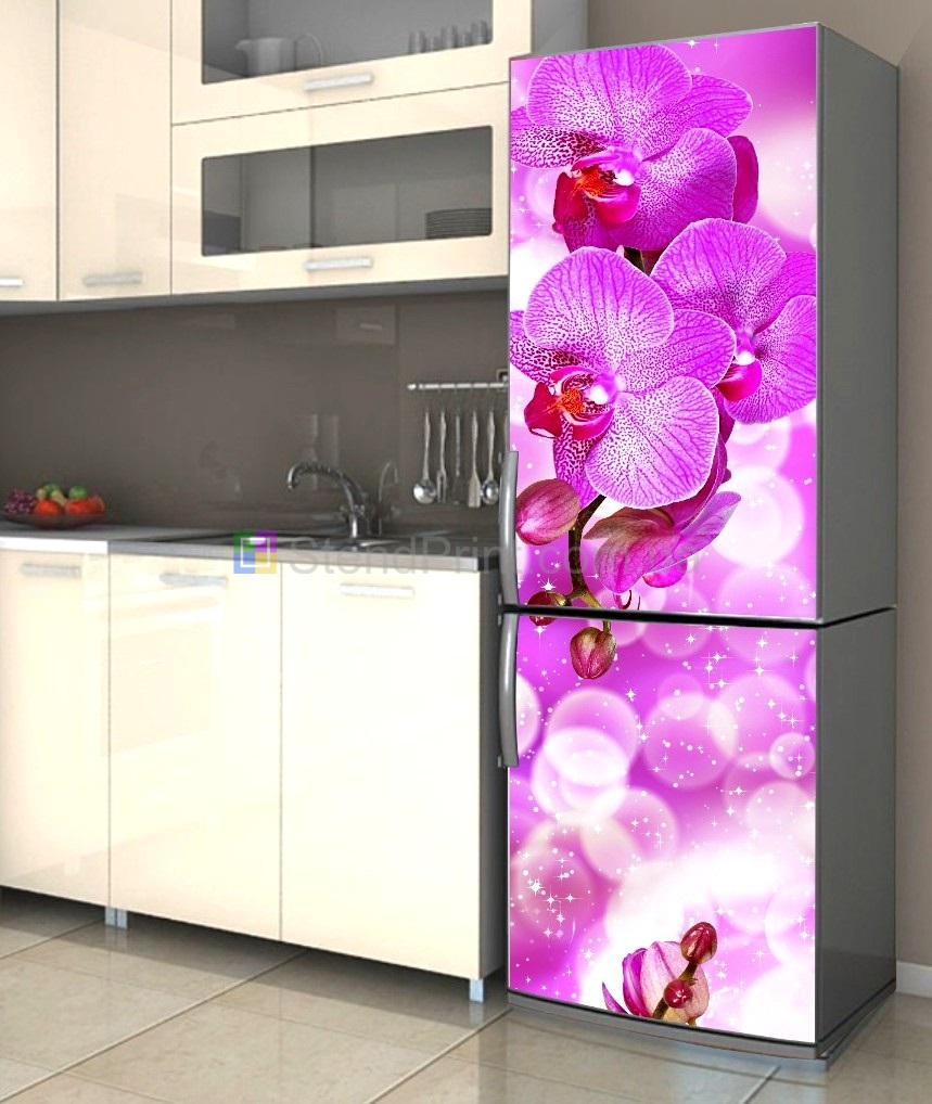 Наклейки на холодильник с орхидеями