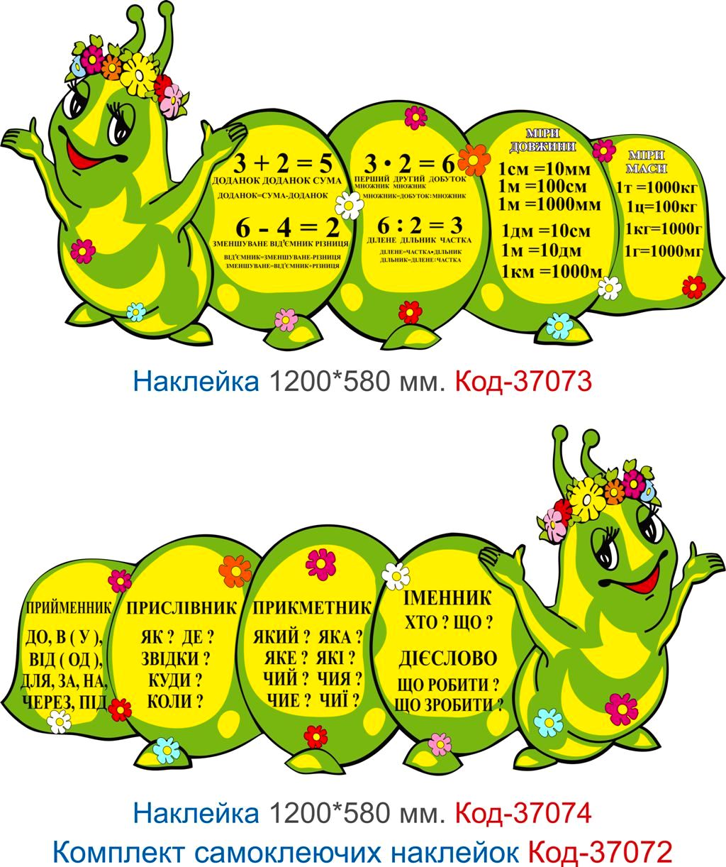 Комплект наклейок для початкового класу "Гусенички" – Код 37072