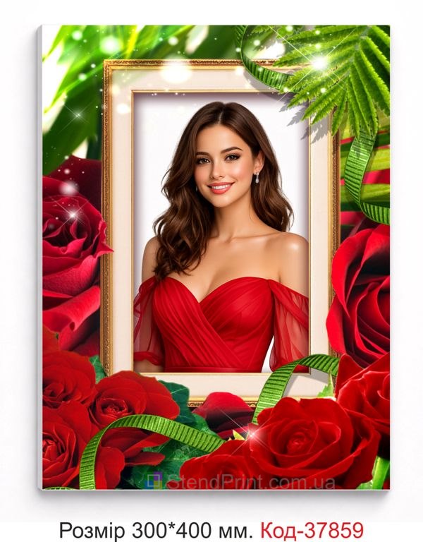 Картина з фото з червоними трояндами купити персоналізована фотокартина