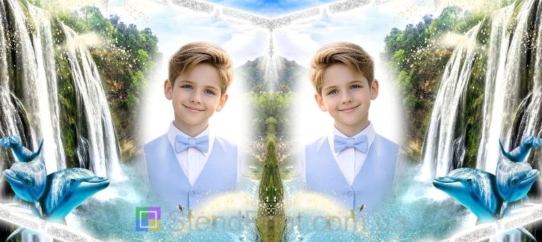 Кружка з фото водоспаду та дельфінів, природа — замовити