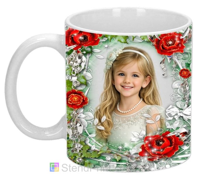 Чашка с фото красные розы золотой отлив лепестки заказать