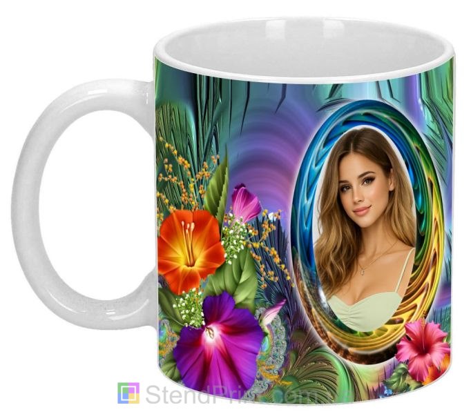 Кружка з фото для дівчини з яскравими квітами оригінальний подарунок замовити