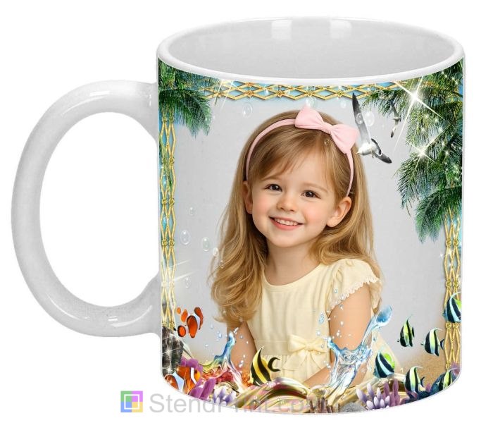 Кружка с фото морская пальмы рыбки чайки заказать