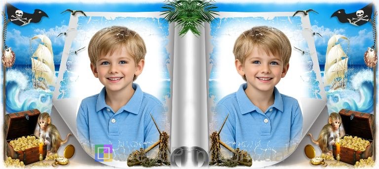 Детская кружка с фото морской фон и сокровища