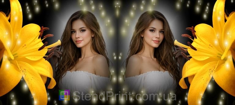 Чашка с фото лилия на чёрном фоне со своим фото заказать