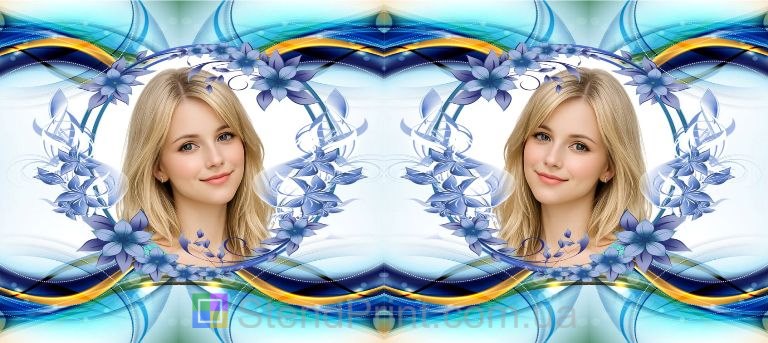 Чашка з фото для дівчини з синіми квітами красивий подарунок замовити