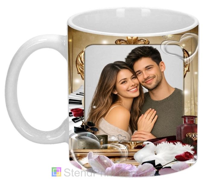Кружка для пары с фото в золотой рамке подарок