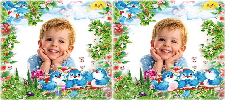 Дитяча кружка з фото — літній дизайн з пташками