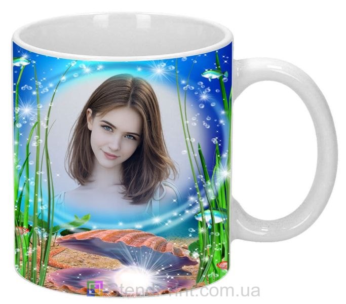 Кружка з фото підводний пейзаж і перлина, море — замовити