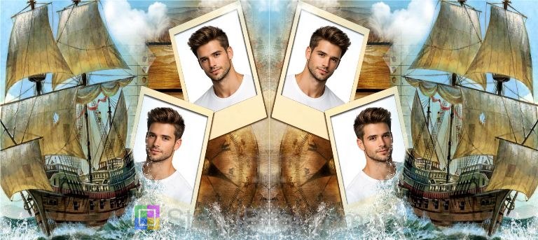 Кружка с фото в морском стиле с парусником персональный подарок путешественнику заказать