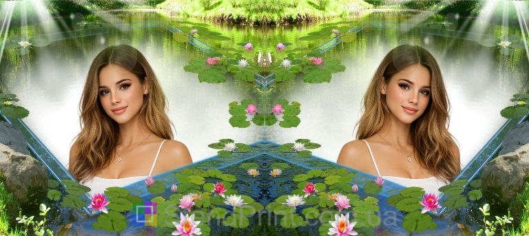 Горнятко з фото природа біля ставка, спокійний пейзаж — замовити