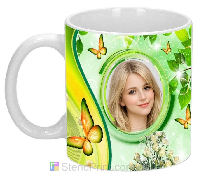 Кружка з фото для дівчини з метеликами красивий подарунок замовити