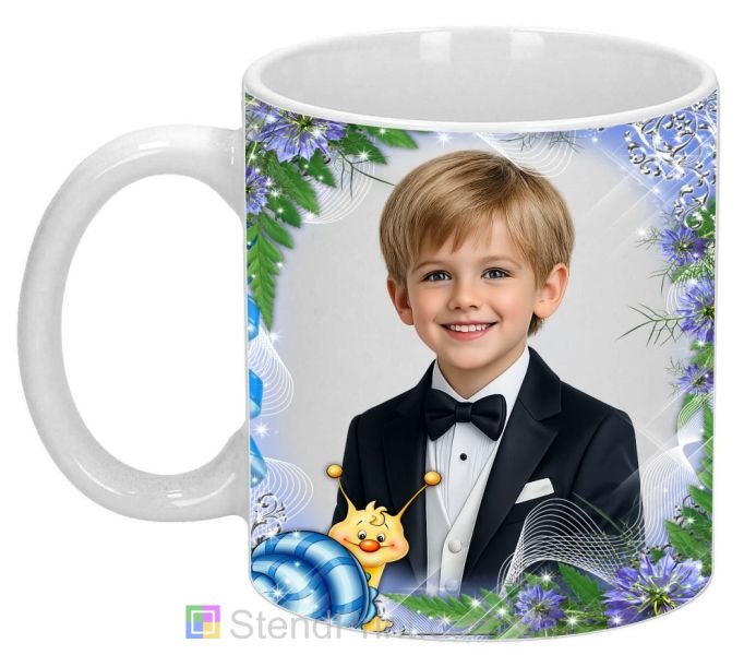 Дитяча кружка з фото квіти та равлик