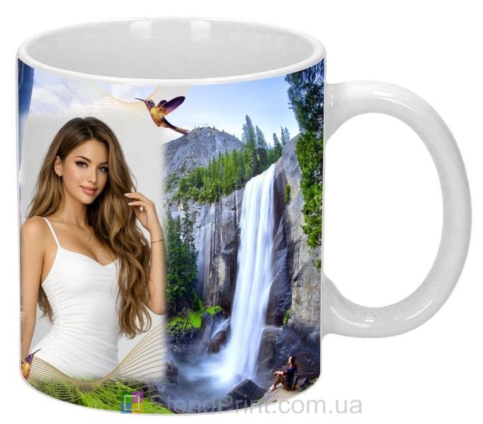 Кружка с фото горные водопады природа фотоэффект заказать