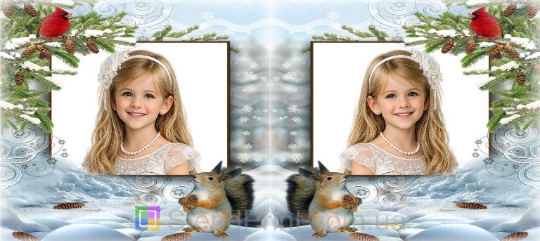 Кружка с фото зимний лес с белочкой и елями персональная печать на кружке заказать онлайн