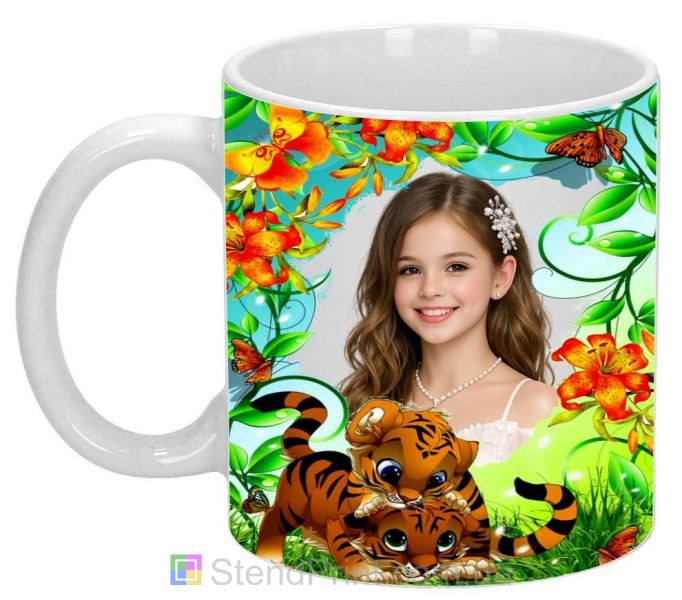 Кружка з фото для дівчинки з тигренятами — дитячий подарунок, замовити