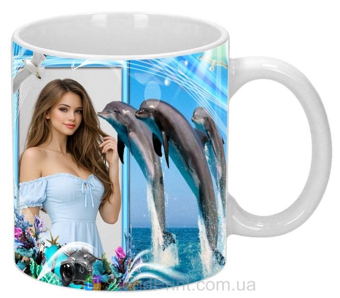 Кружка з фото морський стиль, дельфіни, літо — замовити