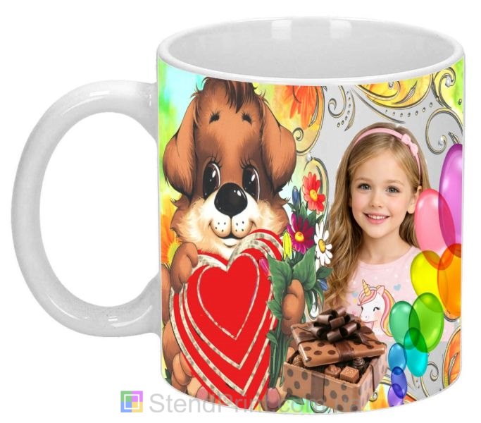 Дитяча кружка з фото цуценя кульки подарунок дитині замовити онлайн Код-40291