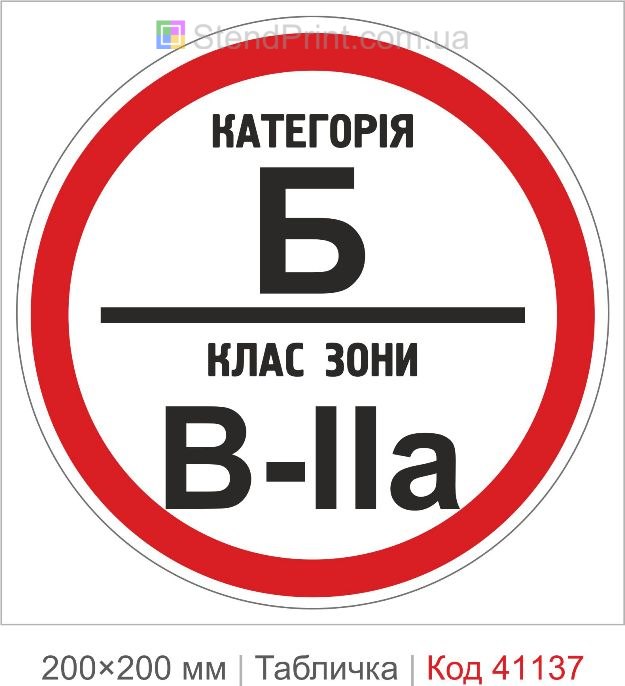 Табличка категорія Б клас зони В-IIa купити