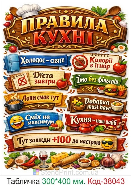 Табличка правила кухни прикольная купить декор