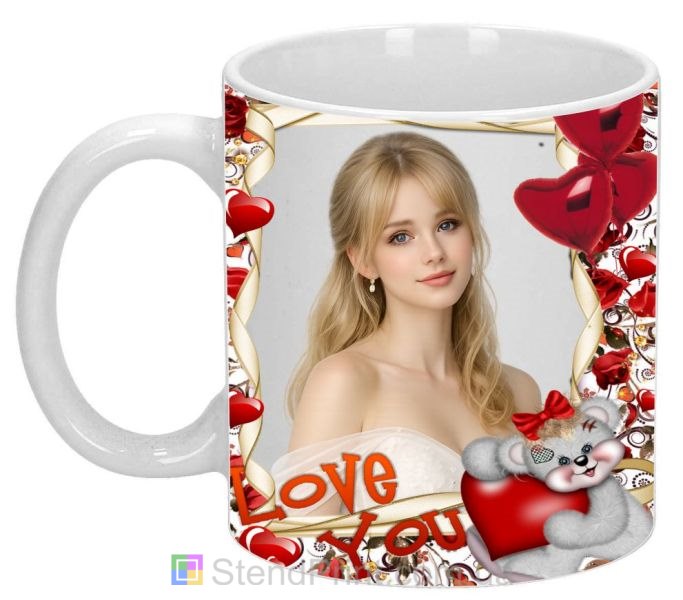 Кружка с фото Love You мишка сердца подарок заказать