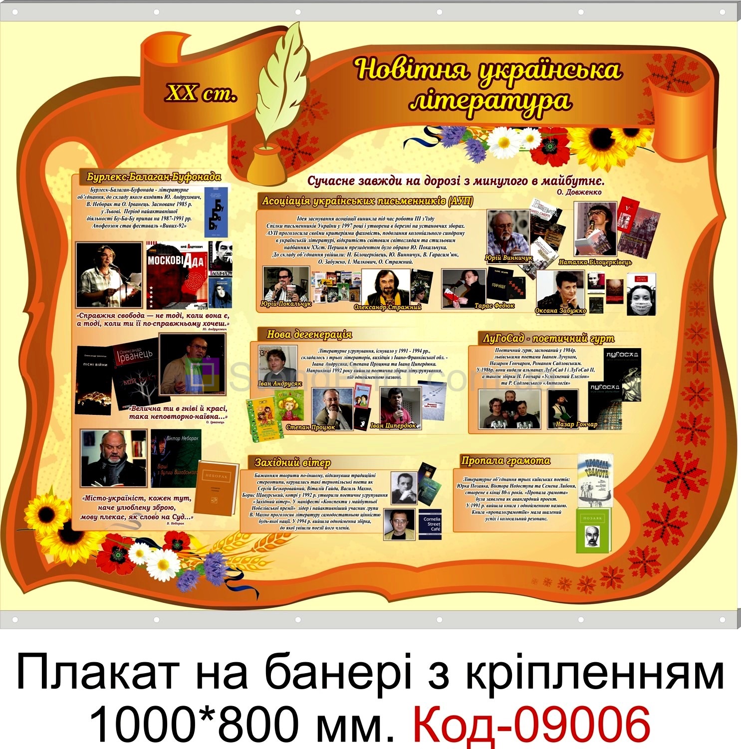 Новітня українська література плакат на банері з направляючими в кабінет української мови та літератури