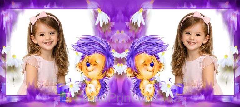 Детская кружка с фото цветы и мультяшный ёжик