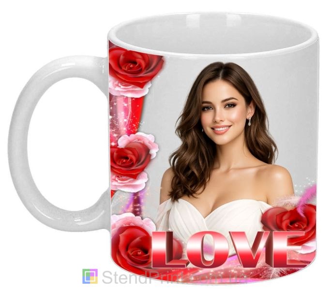Горнятко з фото LOVE з червоними трояндами для коханої романтичний подарунок замовити