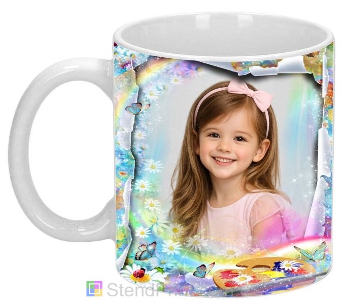 Чашка з вашим фото на подарунок із ромашками та фарбами у вирі емоцій Код-40215