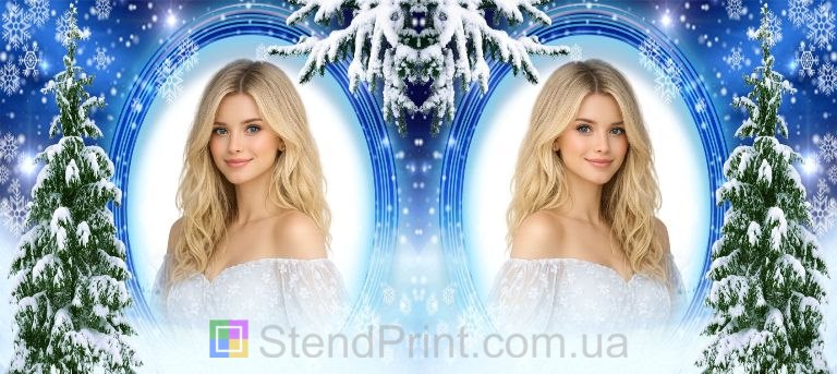 Кружка з фото зима ялинка сніжний пейзаж новорічний персональний друк