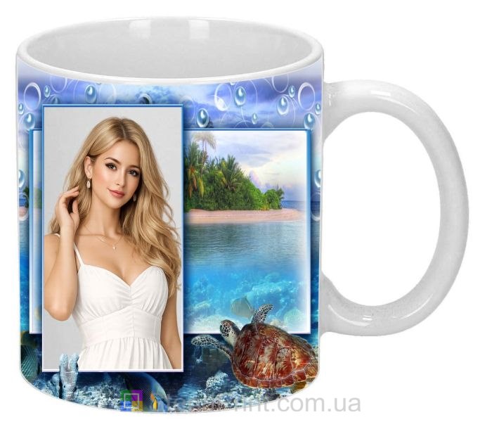 Кружка с фото море черепаха морские обитатели заказать
