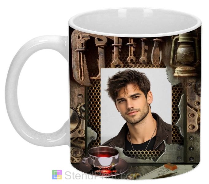 Кружка с фото в индустриальном стиле с инструментами оригинальный мужской подарок заказать